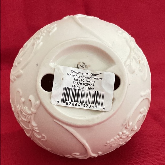 Lenox Ornamental Glow Holly Scrollwork Votive. 4”. - Picture 2 of 2